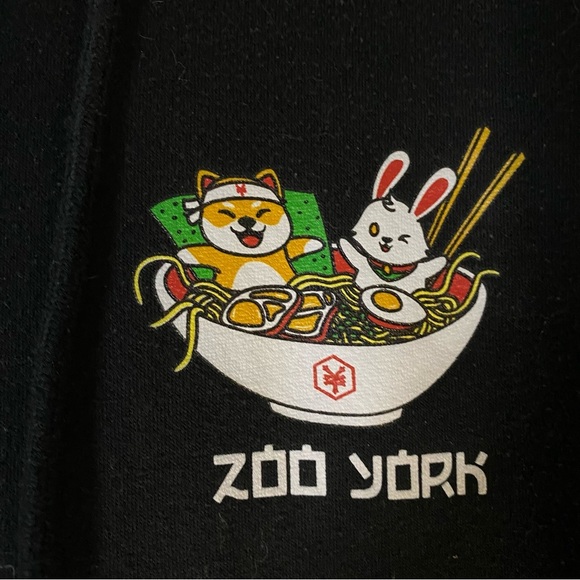 Zoo York Hoodie XL Anime Graphic Print Ramen Food Shiba Inu & bunny Y2K Pullover - Picture 3 of 8